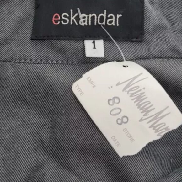 Eskandar Shirt Blouse Sz 1 Gray Long Sleeves Hidden Placket Button Neiman Marcus - Picture 5 of 11